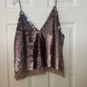 Intimately Free People Sequin V-Neck Tank Top, Size Small